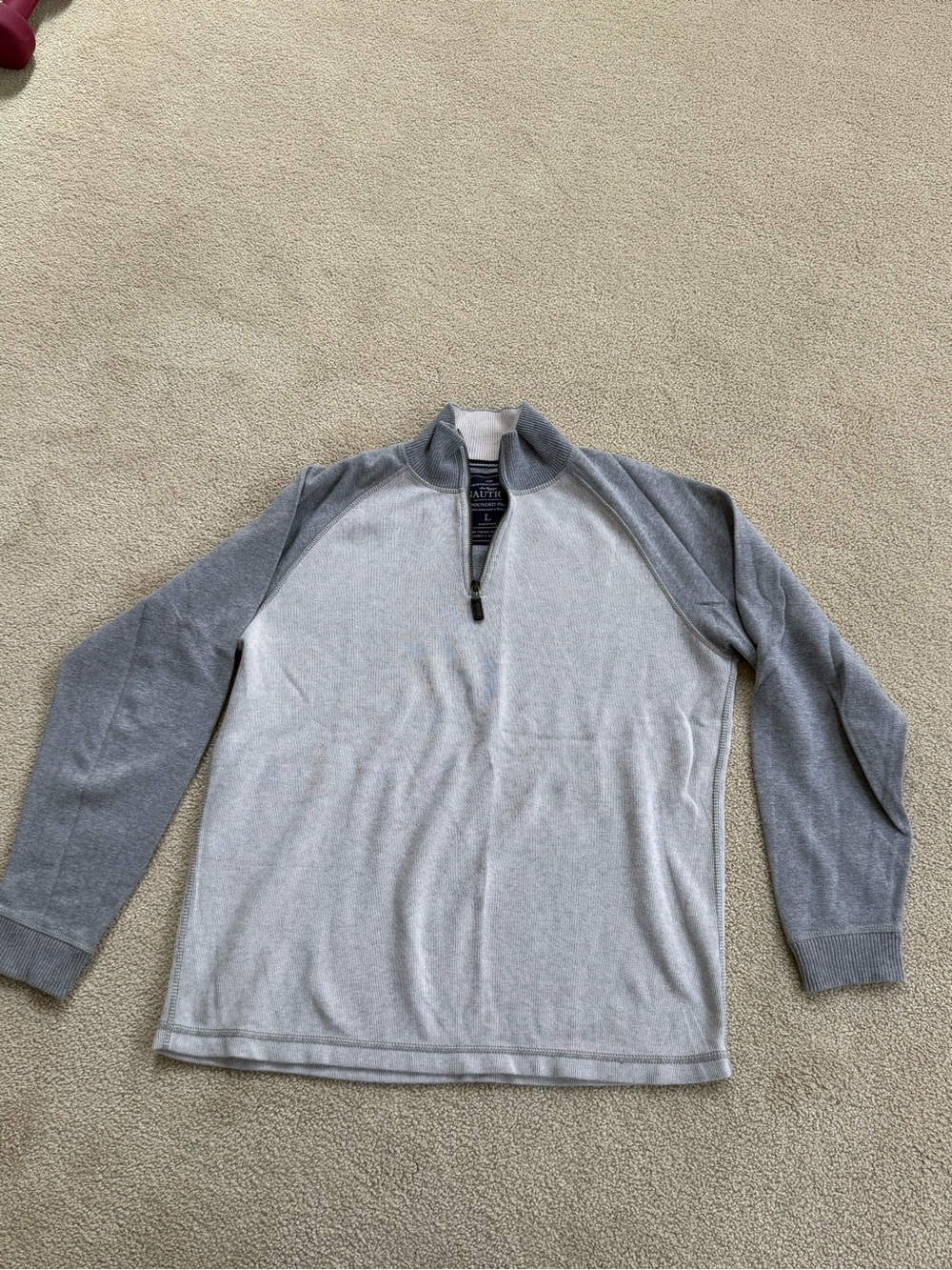 Nautica Two-Tone Gray Quarter-Zip Sweater
